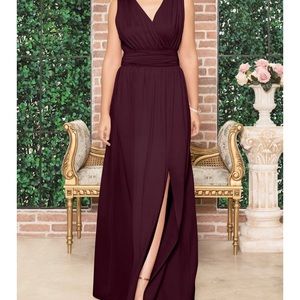 Long red wine/purple dress with slit